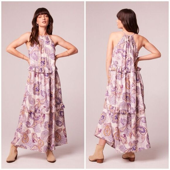 Band of Gypsies Dresses & Skirts - Band Of Gypsies Bohemian Paisley Sleeveless Maxi Dress, Medium, Cream Purple